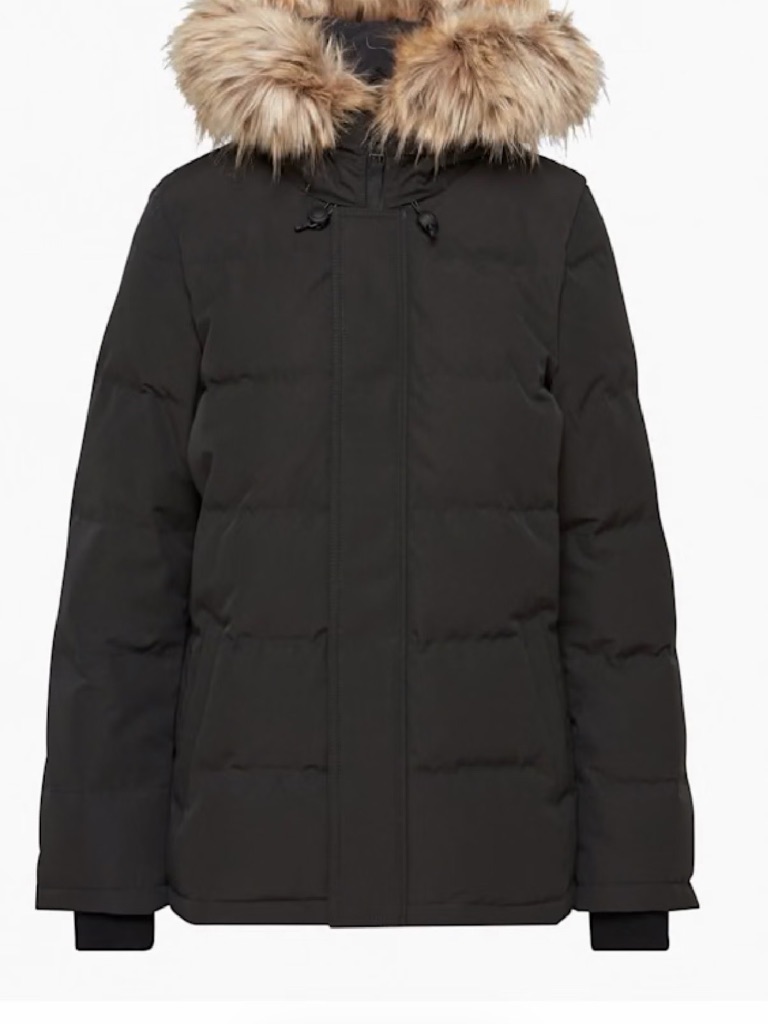 Tna Black Puffer Jacket With Faux-Fur Trimmed Hood